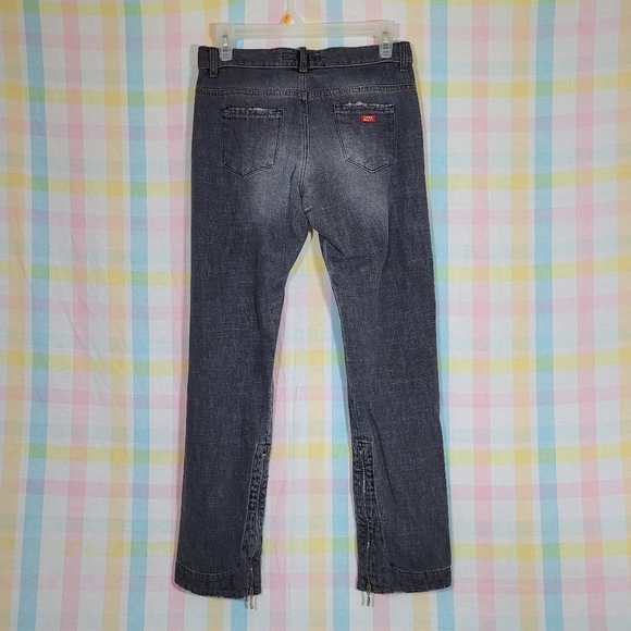 Miss Sixty Basic Italy gray denim punk rock jeans with zipper calf detail - Picture 6 of 12